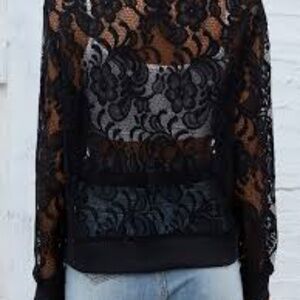 NWT Eyeshadow black lace zip up jacket